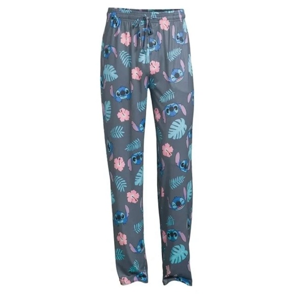 Stitch Men's Poly Sleep Pants, Size Medium (8-10), Relaxed Fit, Pull-On, Gray - Picture 3 of 5